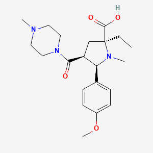 molecular formula C21H31N3O4 B5310202 (2S*,4S*,5R*)-2-ethyl-5-(4-methoxyphenyl)-1-methyl-4-[(4-methylpiperazin-1-yl)carbonyl]pyrrolidine-2-carboxylic acid 