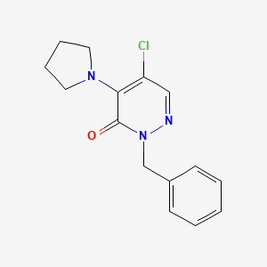 molecular formula C15H16ClN3O B5310219 2-benzyl-5-chloro-4-(1-pyrrolidinyl)-3(2H)-pyridazinone 