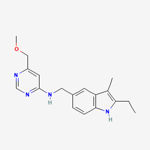 molecular formula C18H22N4O B5310230 N-[(2-ethyl-3-methyl-1H-indol-5-yl)methyl]-6-(methoxymethyl)pyrimidin-4-amine 