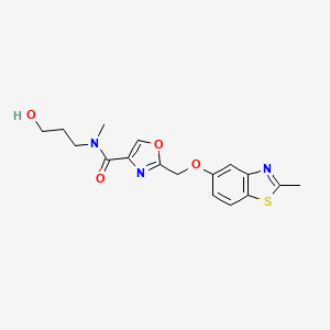 molecular formula C17H19N3O4S B5310264 N-(3-hydroxypropyl)-N-methyl-2-{[(2-methyl-1,3-benzothiazol-5-yl)oxy]methyl}-1,3-oxazole-4-carboxamide 