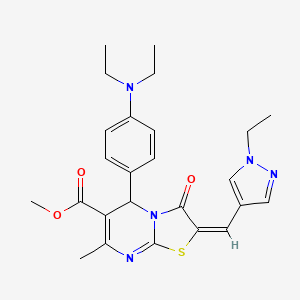 molecular formula C25H29N5O3S B5310277 methyl 5-[4-(diethylamino)phenyl]-2-[(1-ethyl-1H-pyrazol-4-yl)methylene]-7-methyl-3-oxo-2,3-dihydro-5H-[1,3]thiazolo[3,2-a]pyrimidine-6-carboxylate 