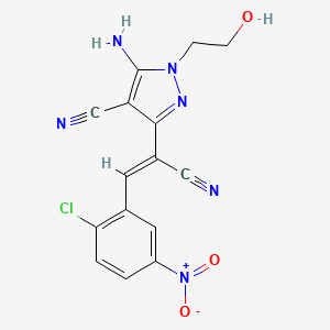 molecular formula C15H11ClN6O3 B5310284 5-amino-3-[2-(2-chloro-5-nitrophenyl)-1-cyanovinyl]-1-(2-hydroxyethyl)-1H-pyrazole-4-carbonitrile 