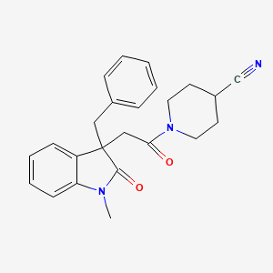 molecular formula C24H25N3O2 B5310308 1-[(3-benzyl-1-methyl-2-oxo-2,3-dihydro-1H-indol-3-yl)acetyl]piperidine-4-carbonitrile 