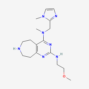 molecular formula C17H27N7O B5310320 N~2~-(2-methoxyethyl)-N~4~-methyl-N~4~-[(1-methyl-1H-imidazol-2-yl)methyl]-6,7,8,9-tetrahydro-5H-pyrimido[4,5-d]azepine-2,4-diamine 