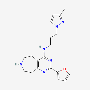 molecular formula C19H24N6O B5310338 2-(2-furyl)-N-[3-(3-methyl-1H-pyrazol-1-yl)propyl]-6,7,8,9-tetrahydro-5H-pyrimido[4,5-d]azepin-4-amine dihydrochloride 