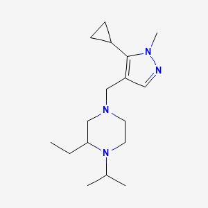 molecular formula C17H30N4 B5310343 4-[(5-cyclopropyl-1-methyl-1H-pyrazol-4-yl)methyl]-2-ethyl-1-isopropylpiperazine 