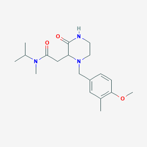 molecular formula C19H29N3O3 B5310350 N-isopropyl-2-[1-(4-methoxy-3-methylbenzyl)-3-oxo-2-piperazinyl]-N-methylacetamide 