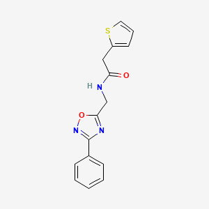 molecular formula C15H13N3O2S B5310351 N-[(3-phenyl-1,2,4-oxadiazol-5-yl)methyl]-2-(2-thienyl)acetamide 