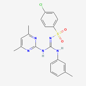 molecular formula C20H20ClN5O2S B5310396 4-chloro-N-{[(4,6-dimethyl-2-pyrimidinyl)amino][(3-methylphenyl)amino]methylene}benzenesulfonamide 