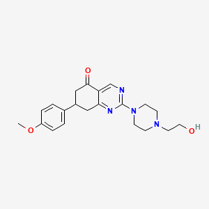 molecular formula C21H26N4O3 B5310426 2-[4-(2-hydroxyethyl)-1-piperazinyl]-7-(4-methoxyphenyl)-7,8-dihydro-5(6H)-quinazolinone 