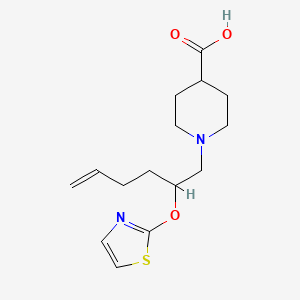 molecular formula C15H22N2O3S B5310430 1-{[(2R,5S)-5-(1,3-thiazol-2-ylmethyl)tetrahydrofuran-2-yl]methyl}piperidine-4-carboxylic acid 