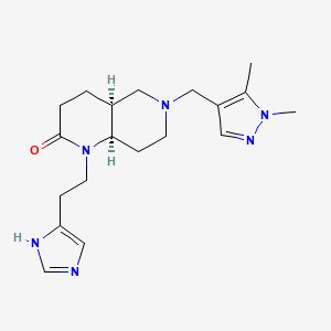 molecular formula C19H28N6O B5310432 (4aS*,8aR*)-6-[(1,5-dimethyl-1H-pyrazol-4-yl)methyl]-1-[2-(1H-imidazol-4-yl)ethyl]octahydro-1,6-naphthyridin-2(1H)-one 