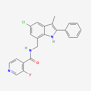 molecular formula C22H17ClFN3O B5310437 N-[(5-chloro-3-methyl-2-phenyl-1H-indol-7-yl)methyl]-3-fluoroisonicotinamide 