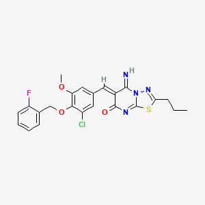 molecular formula C23H20ClFN4O3S B5310447 6-{3-chloro-4-[(2-fluorobenzyl)oxy]-5-methoxybenzylidene}-5-imino-2-propyl-5,6-dihydro-7H-[1,3,4]thiadiazolo[3,2-a]pyrimidin-7-one 