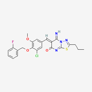 6-{3-chloro-4-[(2-fluorobenzyl)oxy]-5-methoxybenzylidene}-5-imino-2-propyl-5,6-dihydro-7H-[1,3,4]thiadiazolo[3,2-a]pyrimidin-7-one