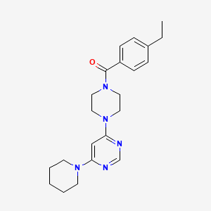 molecular formula C22H29N5O B5310465 4-[4-(4-ethylbenzoyl)-1-piperazinyl]-6-(1-piperidinyl)pyrimidine 