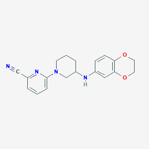 molecular formula C19H20N4O2 B5310531 6-[3-(2,3-dihydro-1,4-benzodioxin-6-ylamino)-1-piperidinyl]-2-pyridinecarbonitrile 