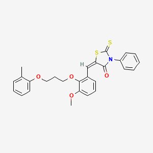 molecular formula C27H25NO4S2 B5310538 5-{3-methoxy-2-[3-(2-methylphenoxy)propoxy]benzylidene}-3-phenyl-2-thioxo-1,3-thiazolidin-4-one 