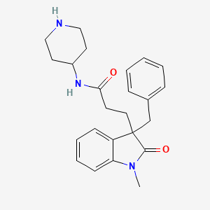 molecular formula C24H29N3O2 B5310542 3-(3-benzyl-1-methyl-2-oxo-2,3-dihydro-1H-indol-3-yl)-N-4-piperidinylpropanamide hydrochloride 