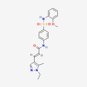 molecular formula C22H24N4O4S B5310579 3-(1-ethyl-5-methyl-1H-pyrazol-4-yl)-N-(4-{[(2-methoxyphenyl)amino]sulfonyl}phenyl)acrylamide 