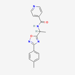 molecular formula C17H16N4O2 B5310583 N-{1-[3-(4-methylphenyl)-1,2,4-oxadiazol-5-yl]ethyl}isonicotinamide 