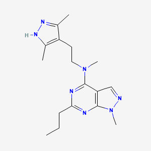 molecular formula C17H25N7 B5310593 N-[2-(3,5-dimethyl-1H-pyrazol-4-yl)ethyl]-N,1-dimethyl-6-propyl-1H-pyrazolo[3,4-d]pyrimidin-4-amine 