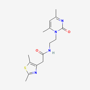molecular formula C15H20N4O2S B5310602 N-[2-(4,6-dimethyl-2-oxopyrimidin-1(2H)-yl)ethyl]-2-(2,5-dimethyl-1,3-thiazol-4-yl)acetamide 