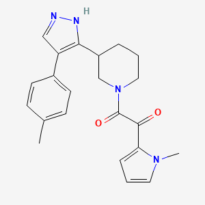 molecular formula C22H24N4O2 B5310712 2-{3-[4-(4-methylphenyl)-1H-pyrazol-5-yl]piperidin-1-yl}-1-(1-methyl-1H-pyrrol-2-yl)-2-oxoethanone 