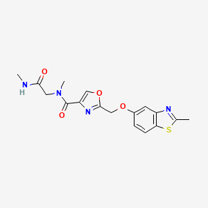 molecular formula C17H18N4O4S B5310716 N-methyl-N-[2-(methylamino)-2-oxoethyl]-2-{[(2-methyl-1,3-benzothiazol-5-yl)oxy]methyl}-1,3-oxazole-4-carboxamide 
