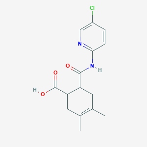 molecular formula C15H17ClN2O3 B5310750 6-{[(5-chloro-2-pyridinyl)amino]carbonyl}-3,4-dimethyl-3-cyclohexene-1-carboxylic acid 