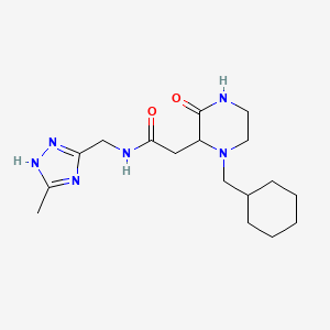 molecular formula C17H28N6O2 B5310792 2-[1-(cyclohexylmethyl)-3-oxo-2-piperazinyl]-N-[(5-methyl-1H-1,2,4-triazol-3-yl)methyl]acetamide 