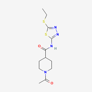 molecular formula C12H18N4O2S2 B5310849 1-acetyl-N-[5-(ethylthio)-1,3,4-thiadiazol-2-yl]-4-piperidinecarboxamide 