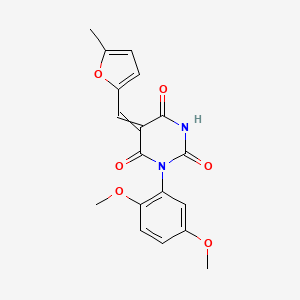 1-(2,5-dimethoxyphenyl)-5-[(5-methyl-2-furyl)methylene]-2,4,6(1H,3H,5H)-pyrimidinetrione