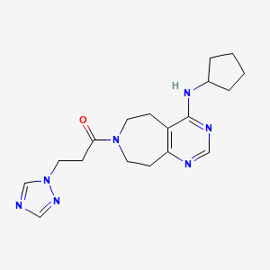 molecular formula C18H25N7O B5310967 N-cyclopentyl-7-[3-(1H-1,2,4-triazol-1-yl)propanoyl]-6,7,8,9-tetrahydro-5H-pyrimido[4,5-d]azepin-4-amine 