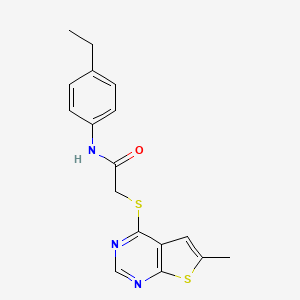 molecular formula C17H17N3OS2 B5310998 N-(4-ethylphenyl)-2-[(6-methylthieno[2,3-d]pyrimidin-4-yl)thio]acetamide 