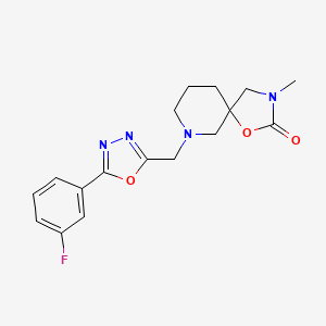 molecular formula C17H19FN4O3 B5311035 7-{[5-(3-fluorophenyl)-1,3,4-oxadiazol-2-yl]methyl}-3-methyl-1-oxa-3,7-diazaspiro[4.5]decan-2-one 