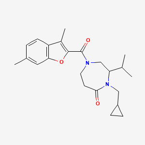 molecular formula C23H30N2O3 B5311068 4-(cyclopropylmethyl)-1-[(3,6-dimethyl-1-benzofuran-2-yl)carbonyl]-3-isopropyl-1,4-diazepan-5-one 