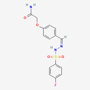 molecular formula C15H14FN3O4S B5311091 2-(4-{2-[(4-fluorophenyl)sulfonyl]carbonohydrazonoyl}phenoxy)acetamide 