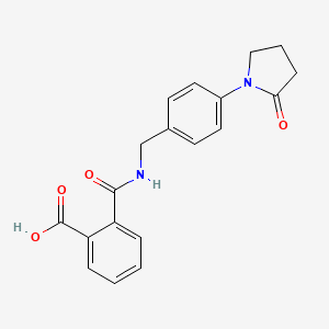 molecular formula C19H18N2O4 B5311132 2-({[4-(2-oxo-1-pyrrolidinyl)benzyl]amino}carbonyl)benzoic acid 