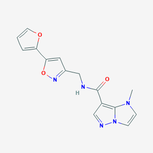 molecular formula C15H13N5O3 B5311147 N-{[5-(2-furyl)isoxazol-3-yl]methyl}-1-methyl-1H-imidazo[1,2-b]pyrazole-7-carboxamide 