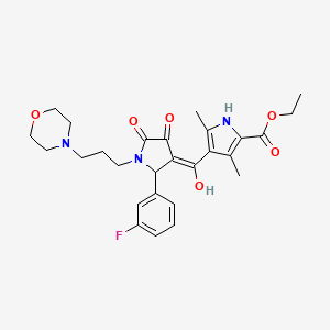molecular formula C27H32FN3O6 B5311166 ethyl 4-({2-(3-fluorophenyl)-4-hydroxy-1-[3-(4-morpholinyl)propyl]-5-oxo-2,5-dihydro-1H-pyrrol-3-yl}carbonyl)-3,5-dimethyl-1H-pyrrole-2-carboxylate 