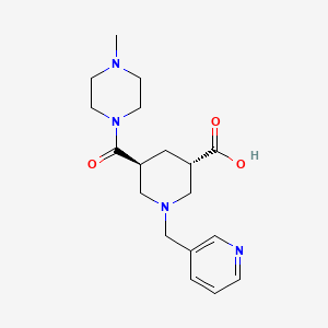 molecular formula C18H26N4O3 B5311172 (3S*,5S*)-5-[(4-methyl-1-piperazinyl)carbonyl]-1-(3-pyridinylmethyl)-3-piperidinecarboxylic acid 