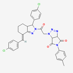 molecular formula C33H28Cl2N6O3 B5311225 1-{2-[7-(4-chlorobenzylidene)-3-(4-chlorophenyl)-3,3a,4,5,6,7-hexahydro-2H-indazol-2-yl]-2-oxoethyl}-5-(4-methylphenyl)-3a,6a-dihydropyrrolo[3,4-d][1,2,3]triazole-4,6(1H,5H)-dione 