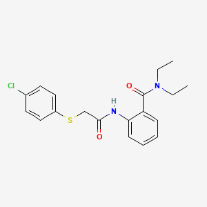 molecular formula C19H21ClN2O2S B5311286 2-({[(4-chlorophenyl)thio]acetyl}amino)-N,N-diethylbenzamide 