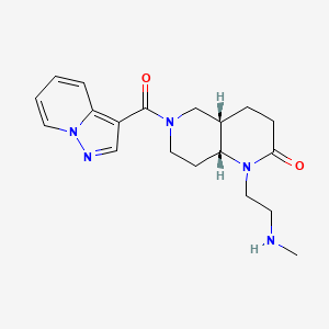 molecular formula C19H25N5O2 B5311355 rel-(4aS,8aR)-1-[2-(methylamino)ethyl]-6-(pyrazolo[1,5-a]pyridin-3-ylcarbonyl)octahydro-1,6-naphthyridin-2(1H)-one hydrochloride 