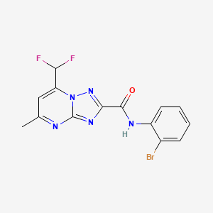 molecular formula C14H10BrF2N5O B5311363 N-(2-bromophenyl)-7-(difluoromethyl)-5-methyl[1,2,4]triazolo[1,5-a]pyrimidine-2-carboxamide 