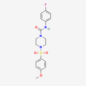 molecular formula C18H20FN3O4S B5311364 N-(4-fluorophenyl)-4-[(4-methoxyphenyl)sulfonyl]-1-piperazinecarboxamide 