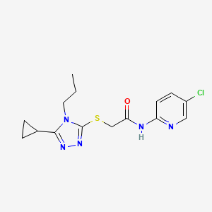 molecular formula C15H18ClN5OS B5311376 N-(5-chloro-2-pyridinyl)-2-[(5-cyclopropyl-4-propyl-4H-1,2,4-triazol-3-yl)thio]acetamide 