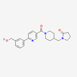 molecular formula C23H27N3O3 B5311382 1-{[1-({6-[3-(hydroxymethyl)phenyl]pyridin-3-yl}carbonyl)piperidin-4-yl]methyl}pyrrolidin-2-one 