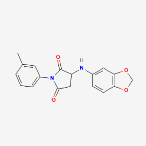 molecular formula C18H16N2O4 B5311398 3-(1,3-benzodioxol-5-ylamino)-1-(3-methylphenyl)-2,5-pyrrolidinedione 